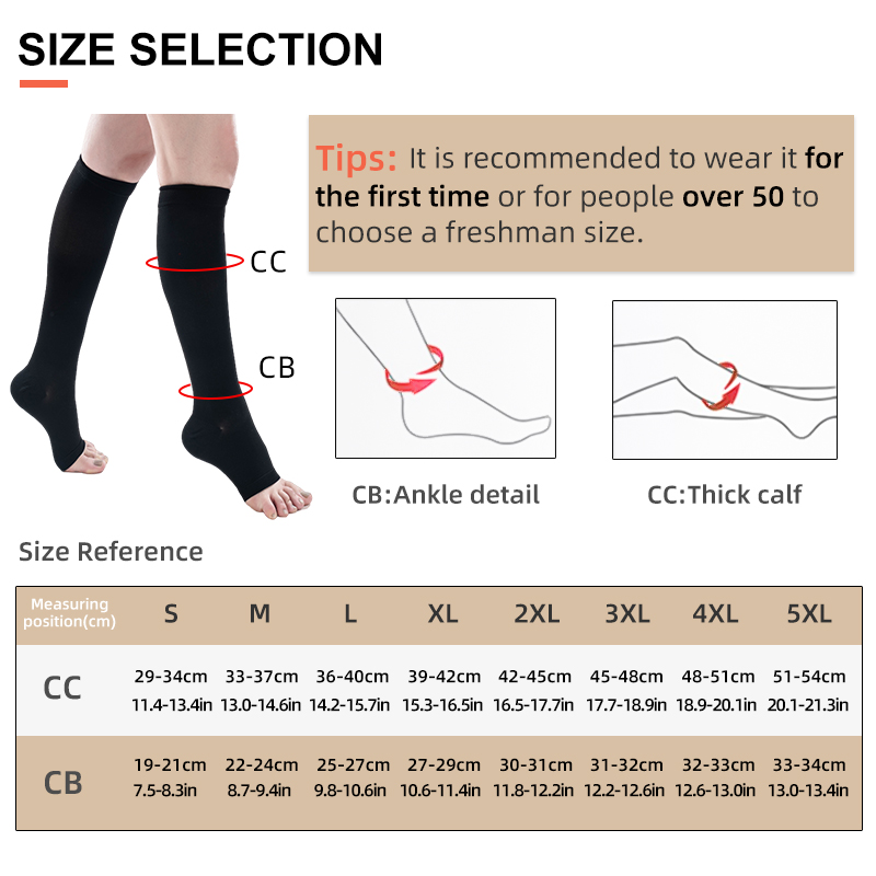 S-5XL 2pcs/Pair Medical Compre - Compression Sleeve Calf 评论和价格